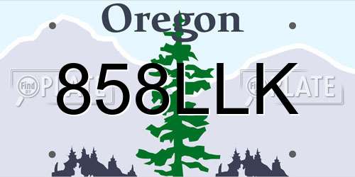 858LLK Oregon License Plate