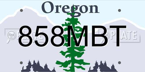 858MBT Oregon License Plate