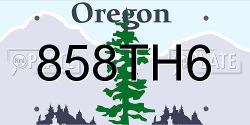 858TH6 Oregon License Plate