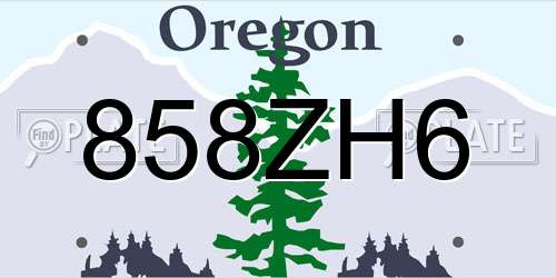858ZH6 Oregon License Plate