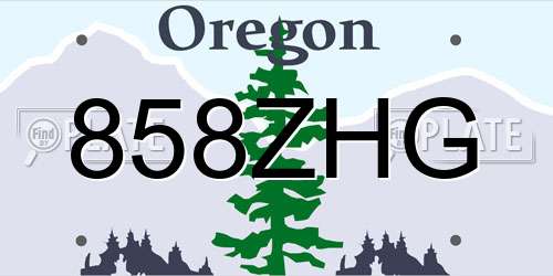 858ZHG Oregon License Plate