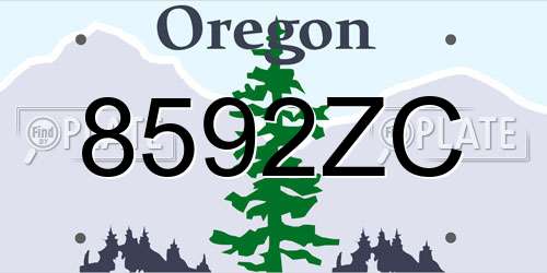 8592ZC Oregon License Plate