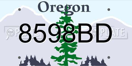 8598BD Oregon License Plate