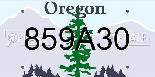 859A30 Oregon License Plate