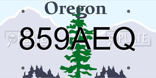 859AEQ Oregon License Plate