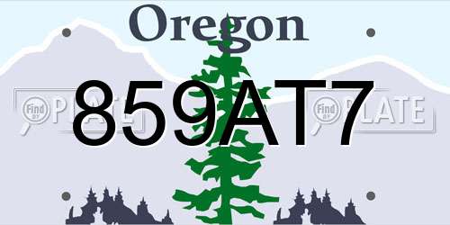 859AT7 Oregon License Plate