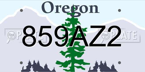 859AZ2 Oregon License Plate