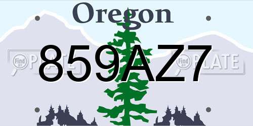 859AZ7 Oregon License Plate