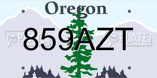 859AZT Oregon License Plate