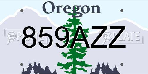 859AZZ Oregon License Plate
