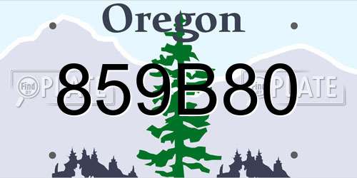 859B80 Oregon License Plate