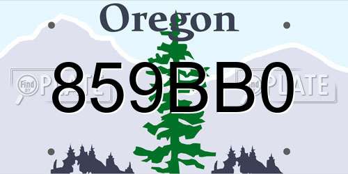 859BB0 Oregon License Plate