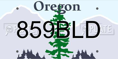 859BLD Oregon License Plate