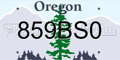 859BS0 Oregon License Plate