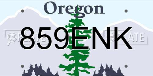 859ENK Oregon License Plate
