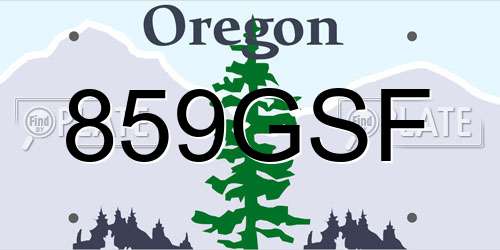 859GSF Oregon License Plate
