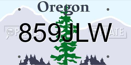 859JLW Oregon License Plate