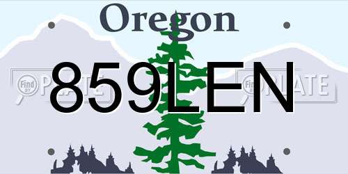 859LEN Oregon License Plate