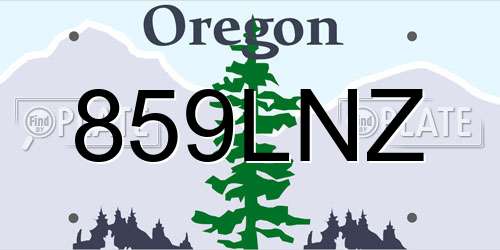 859LNZ Oregon License Plate