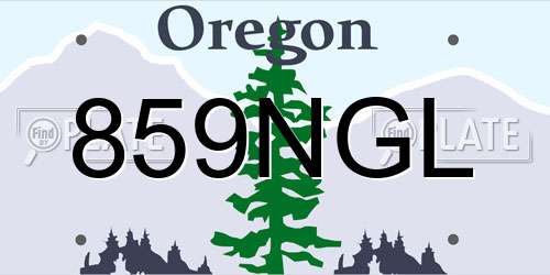 859NGL Oregon License Plate