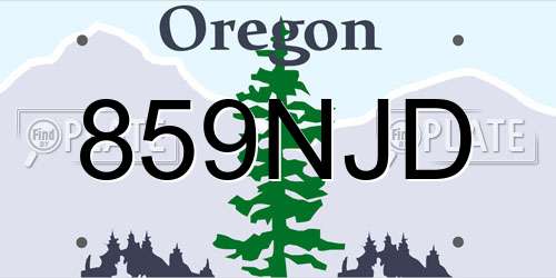 859NJD Oregon License Plate