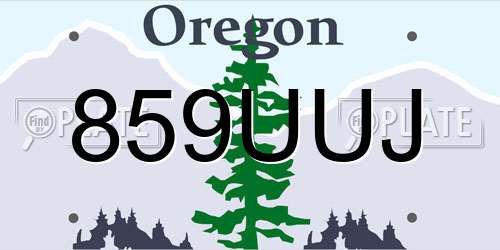 859UUJ Oregon License Plate