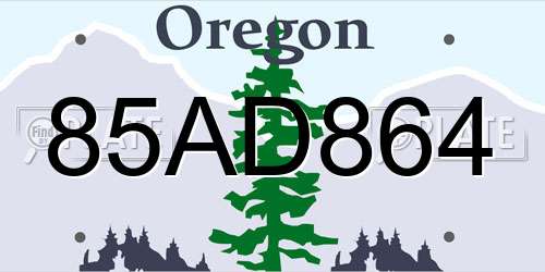 85AD864 Oregon License Plate
