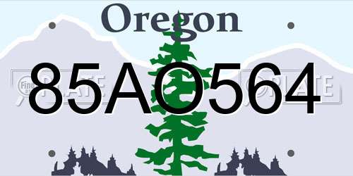85AO564 Oregon License Plate