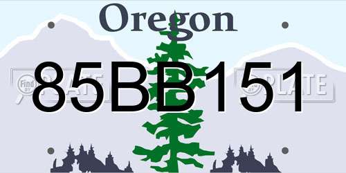 85BB151 Oregon License Plate
