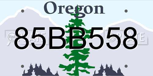 85BB558 Oregon License Plate