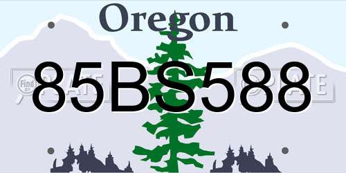 85BS588 Oregon License Plate
