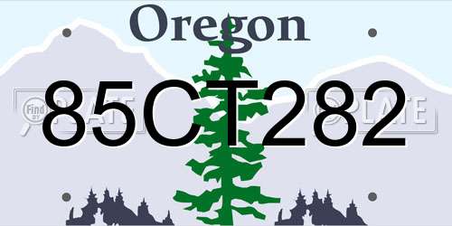 85CT282 Oregon License Plate