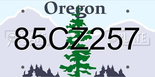 85CZ257 Oregon License Plate