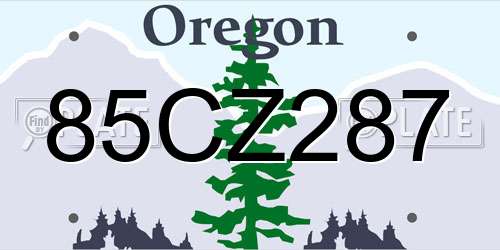 85CZ287 Oregon License Plate