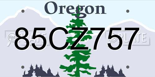 85CZ757 Oregon License Plate