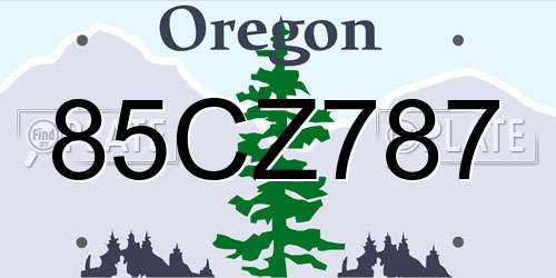 85CZ787 Oregon License Plate
