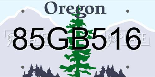 85GB516 Oregon License Plate