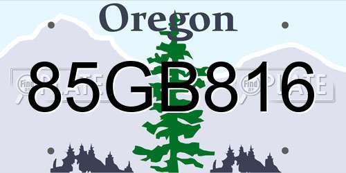 85GB816 Oregon License Plate
