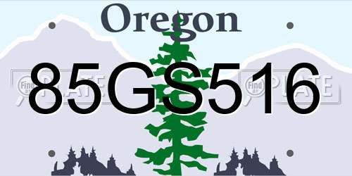 85GS516 Oregon License Plate