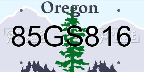85GS816 Oregon License Plate
