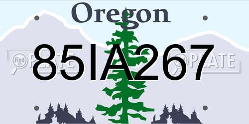 85IA267 Oregon License Plate