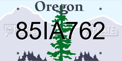 85IA762 Oregon License Plate
