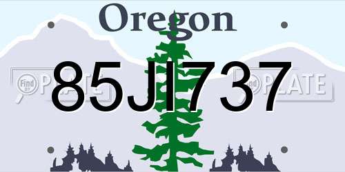 85JI737 Oregon License Plate