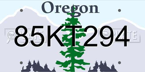 85KT294 Oregon License Plate