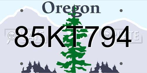 85KT794 Oregon License Plate