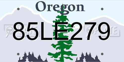 85LE279 Oregon License Plate