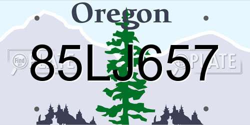 85LJ657 Oregon License Plate