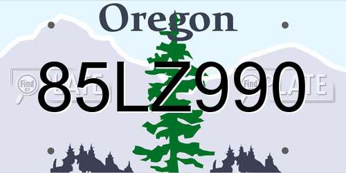 85LZ990 Oregon License Plate