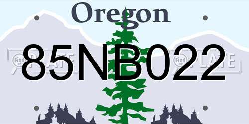 85NB022 Oregon License Plate