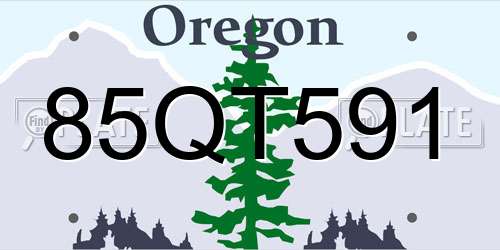 85QT591 Oregon License Plate